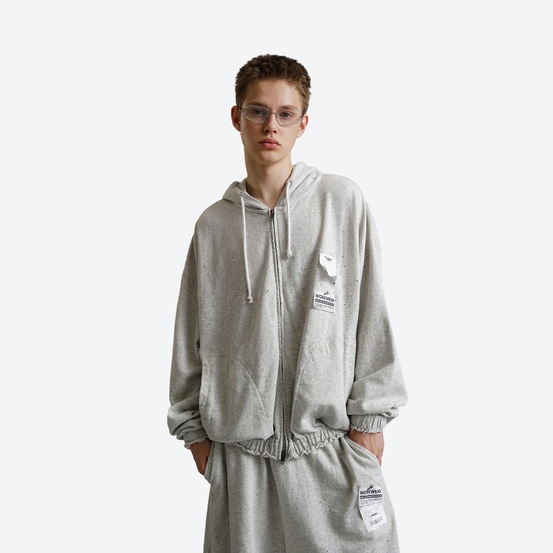 Receipt Ripped Zip-Up Hoodie